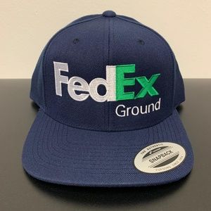 FedEx Ground Snapback Hat Yupoong Adjustable Cap FedEx Cap Dark Navy